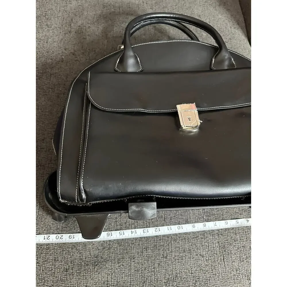 McKlein Glen Ellyn Leather Detachable-Wheled Laptop Case Removable Sleeve NWT